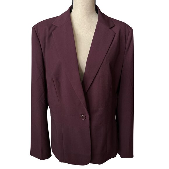 Chadwicks Purple Blazer Single Button Long Sleeve Polyester Rayon Lined 18W - Picture 1 of 6